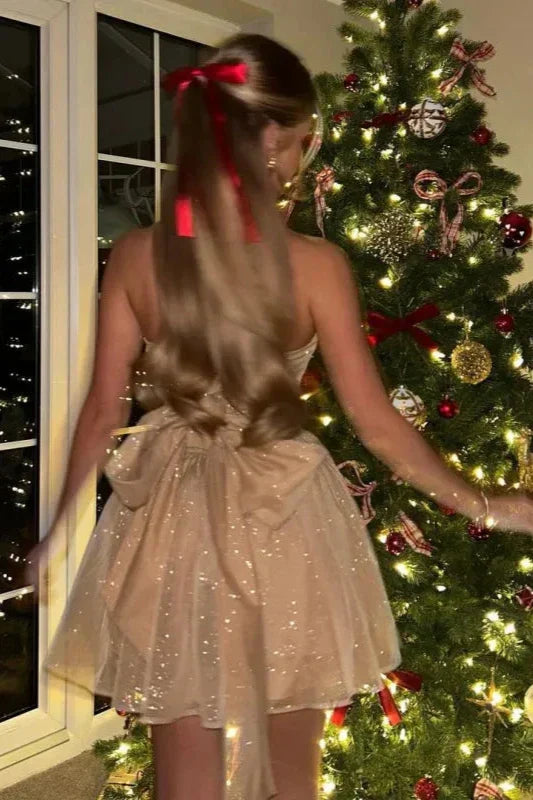 Rox - Zwarte Brokatowy Jurk bez ramiączek