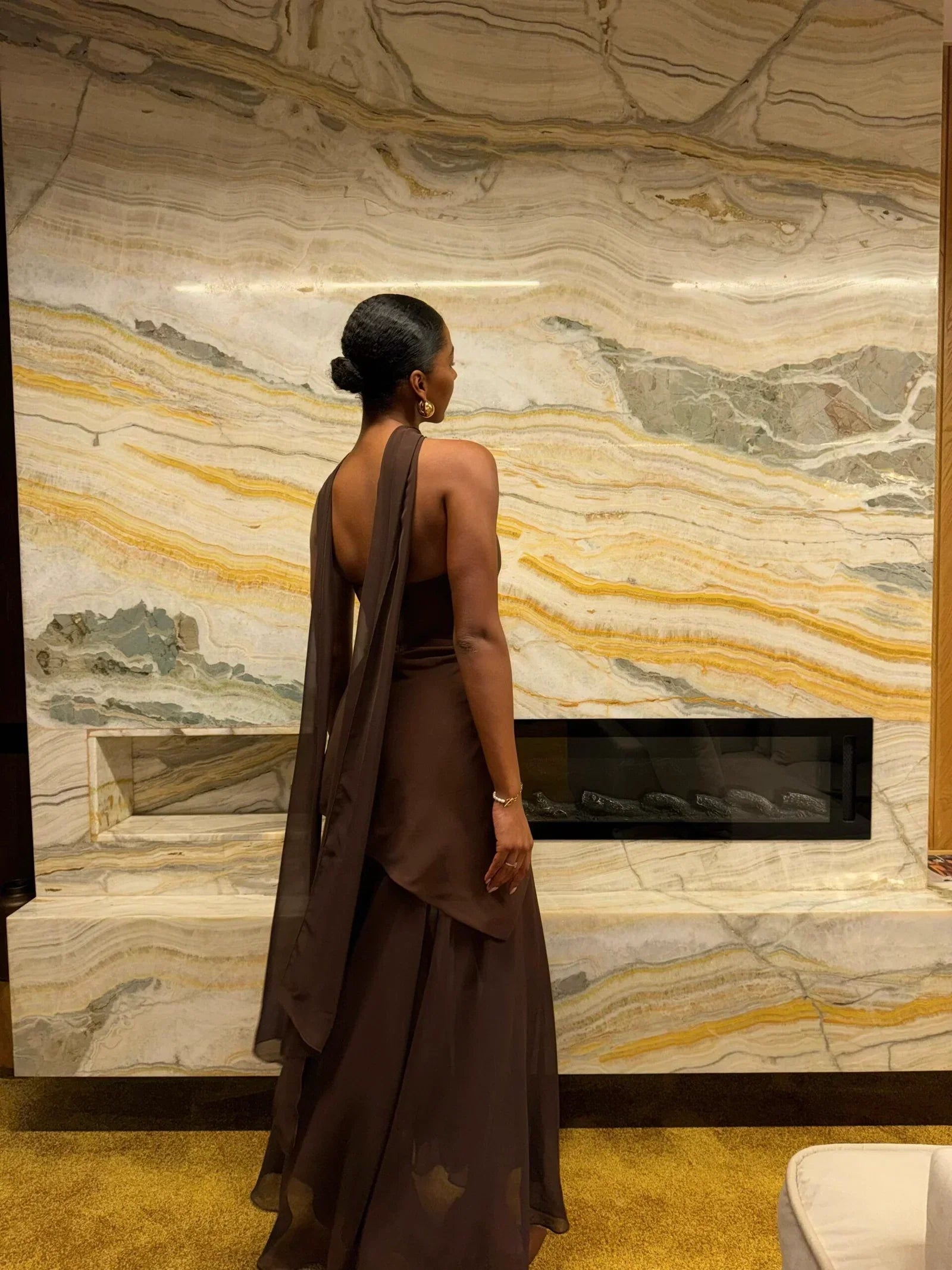 Elodie - Suknia z szyfonu bez ramiączek 