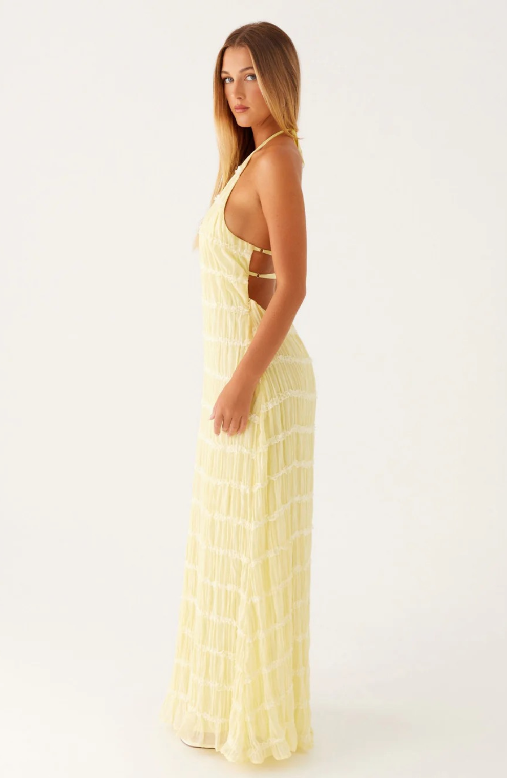 Caroline - Teksturowany halter Maxi jurk