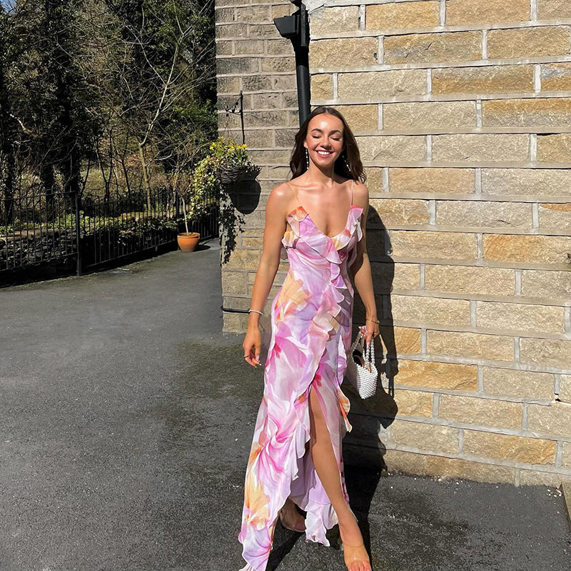 Nylah | Maxi Jurk z falbaną w kwiaty