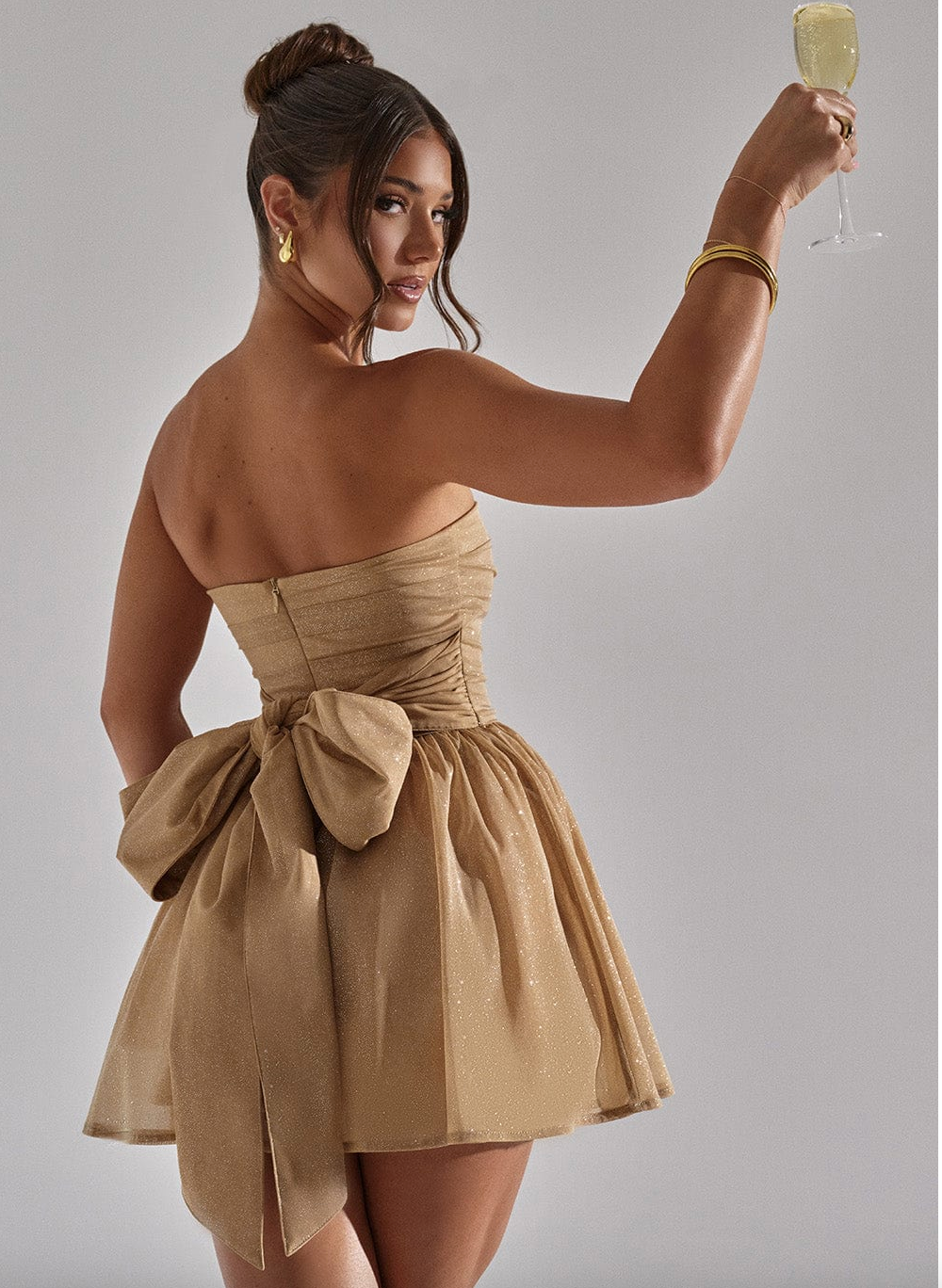 Rox - Zwarte Brokatowy Jurk bez ramiączek