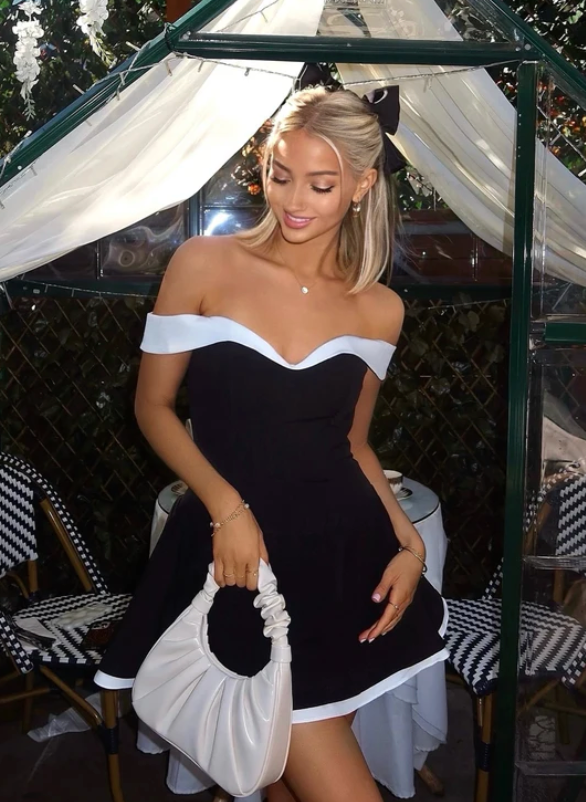 Moonlit Bardot - Mini Jurk